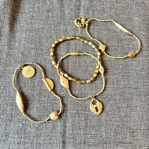 Frosty Gold Plated Beaded Stretchy Bracelet Set